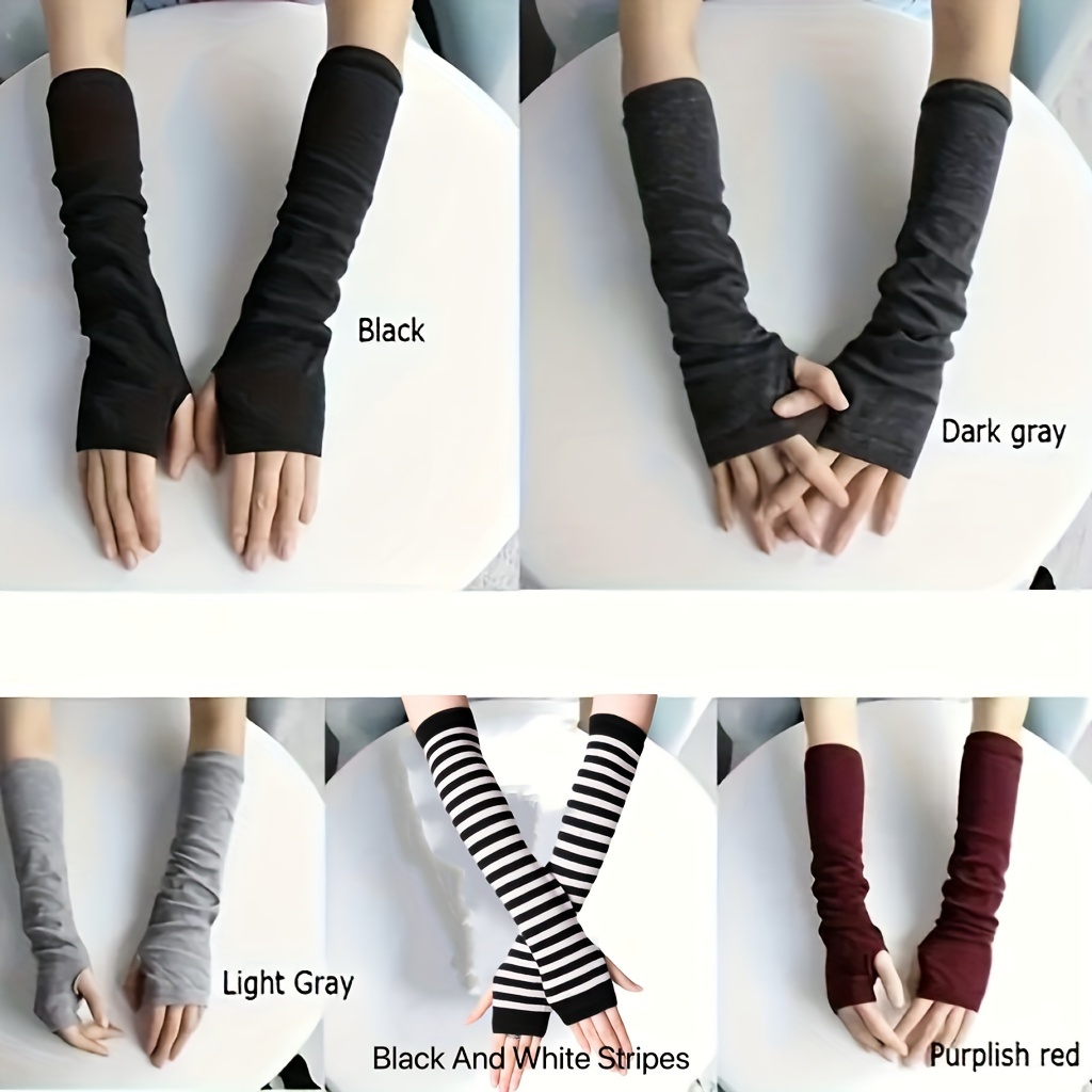 Thin Breathable Mesh Sleeve Solid Color Wrist Decoration Elastic Cuff Cover  Fingerless Gloves For Women