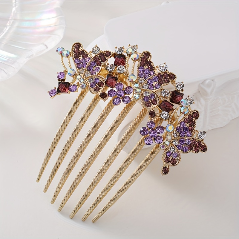 Rhinestone Butterfly Decor Pettine Per Capelli Faux Pearl Crystal