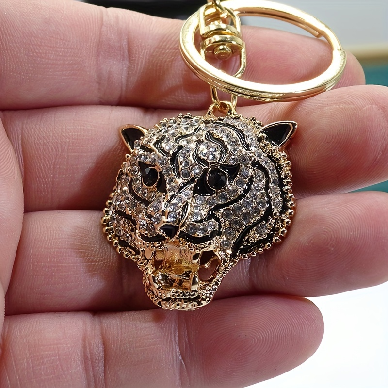 Reizteko Car Keychain!Full Rhinestone Exquisite Animal Little Tiger Keychain Charm Bag Key Chain Holder Women Handbag Jewelry (Tiger B)