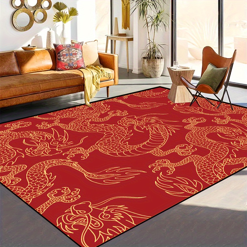 1 Stück rote Bodenmatte mit goldenem Drachenmuster weiche - Temu Germany