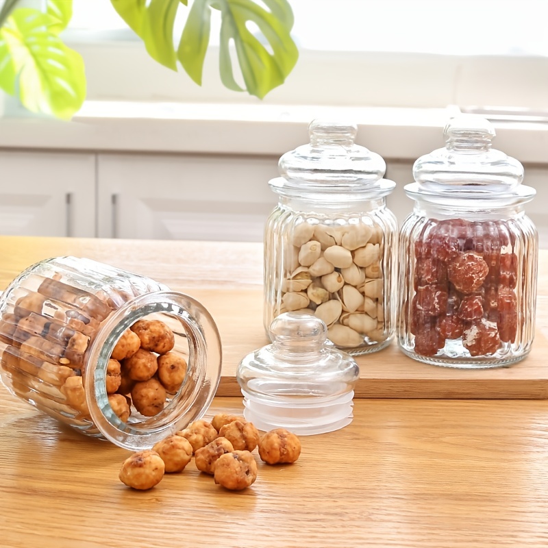 Set of 3 Glass Mason Jar with Lid (1 Liter) , Airtight Glass Storage  Container for Food, Flour, Pasta, Coffee, Candy, Dog Treats, Snacks & More  