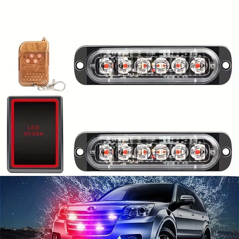 New 6 Led Emergency Strobe Lights Red Blue Strobe Warning - Temu