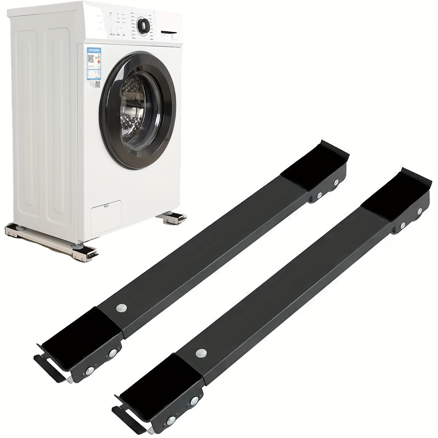  Dos bases de soporte para lavadora móvil ajustables con ruedas,  rodillo de electrodomésticos resistente, adecuado para base de  refrigerador, base de secadora, base de lavadora (blanco) :  Electrodomésticos