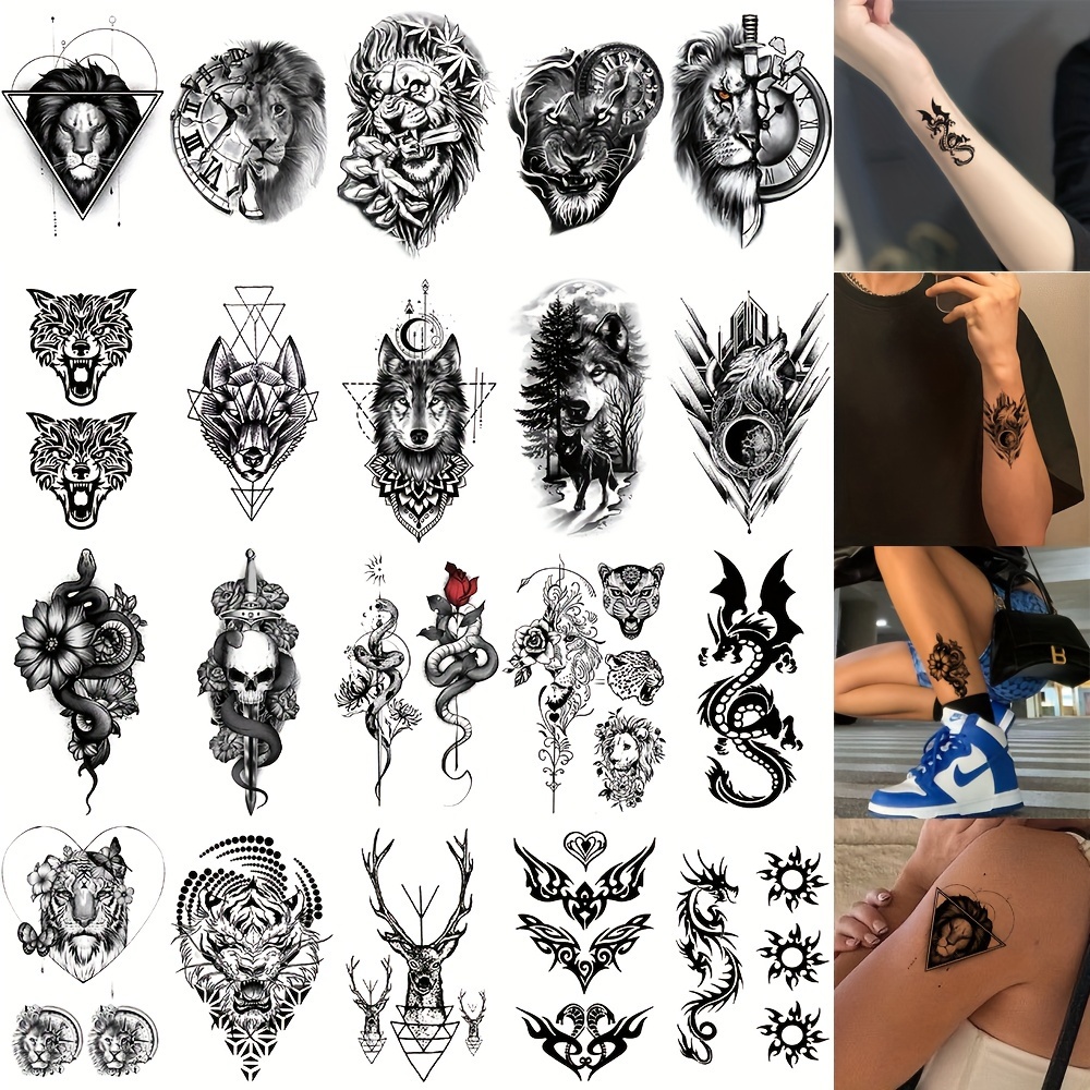 Temporary Tattoos Women Men Adults Tiger Girl Pattern Tattoo - Temu
