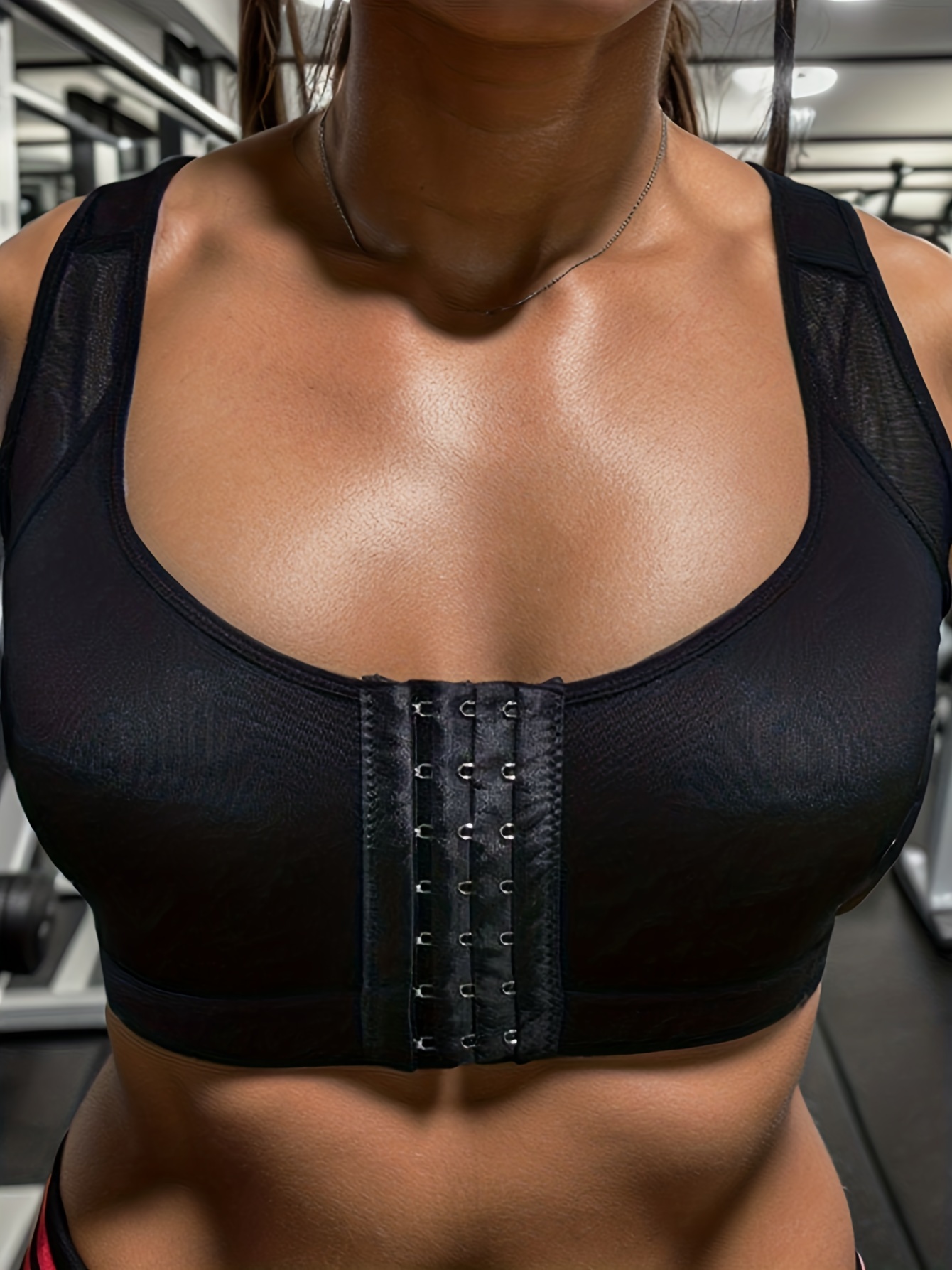 Colorblock Scoop Sports Bra Comfy Breathable Hollow Lace - Temu