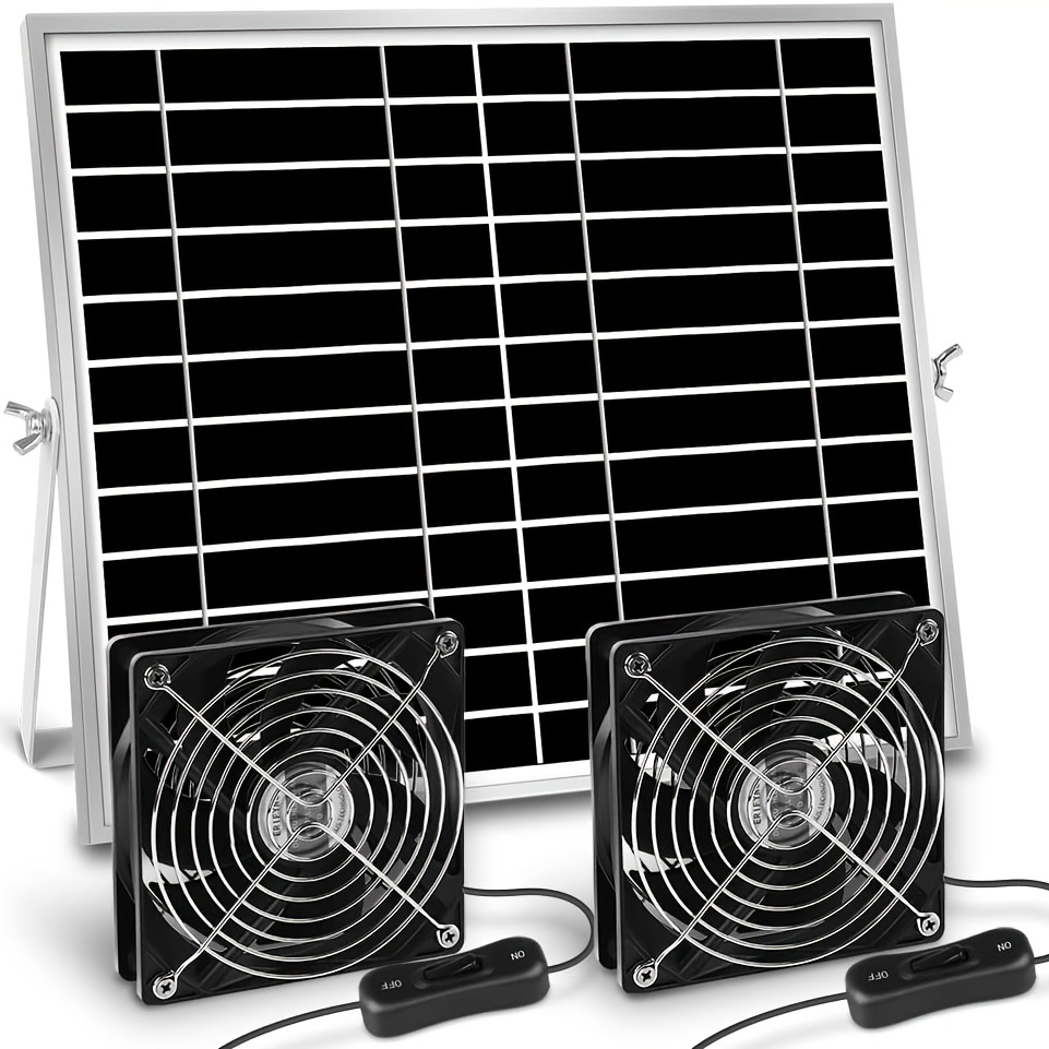 Ventilateur d'extraction solaire Portable 20W, 12V, 10 pouces, extracteur d'air  pour bureau, extérieur, chien, poulailler, serre, Mini panneau solaire