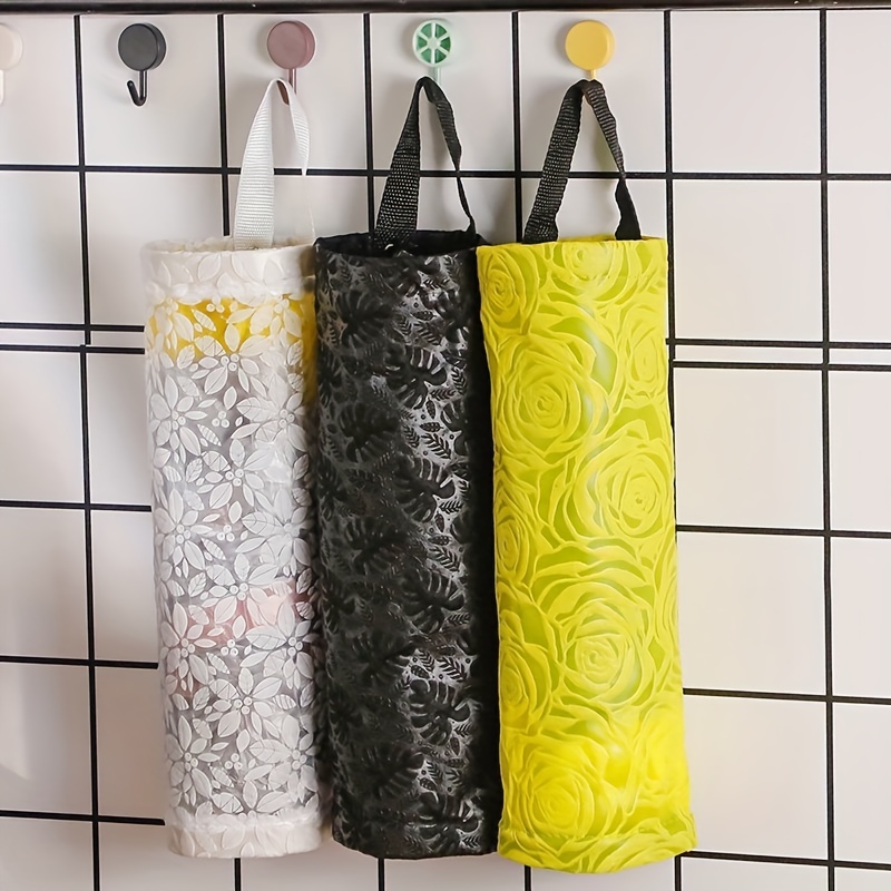 Hanging Garbage Bag Storage Bag Kitchen Wall Trash Bag Dispenser  Wall-mounted Grocery Bag Holder Nylon Home Accessory Organizer