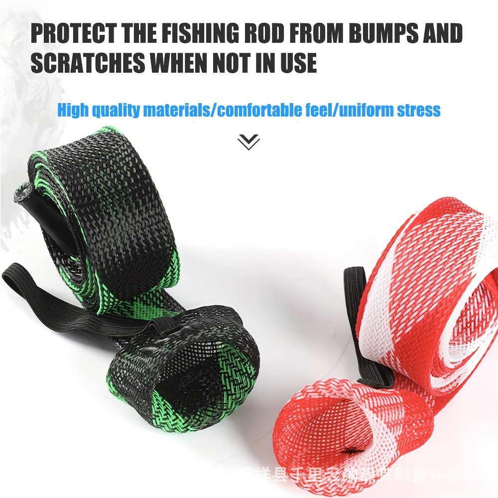 Fishing Rod Cover Sleeve Rod Ties Straps Braided Mesh - Temu Canada