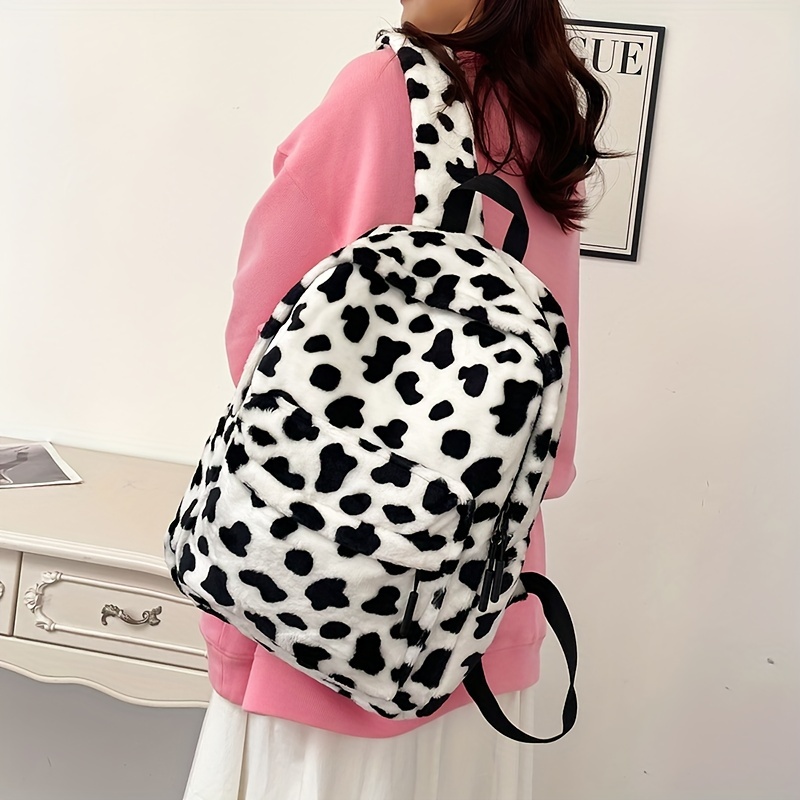 Ins Leopard Print Backpack Women Funny Animal Design School Bags for  Teenage Girls White Cow Printed Kawaii Bags Cute-Backpack - AliExpress