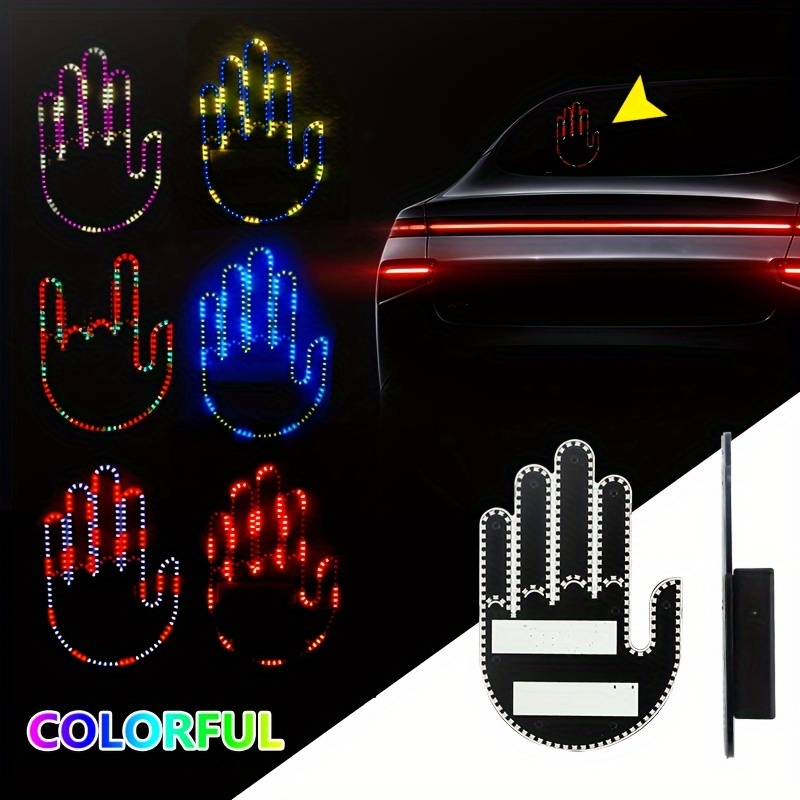 Funny Car Finger Light with Remote,Road Rage Signs Middle Finger Gesture  Light