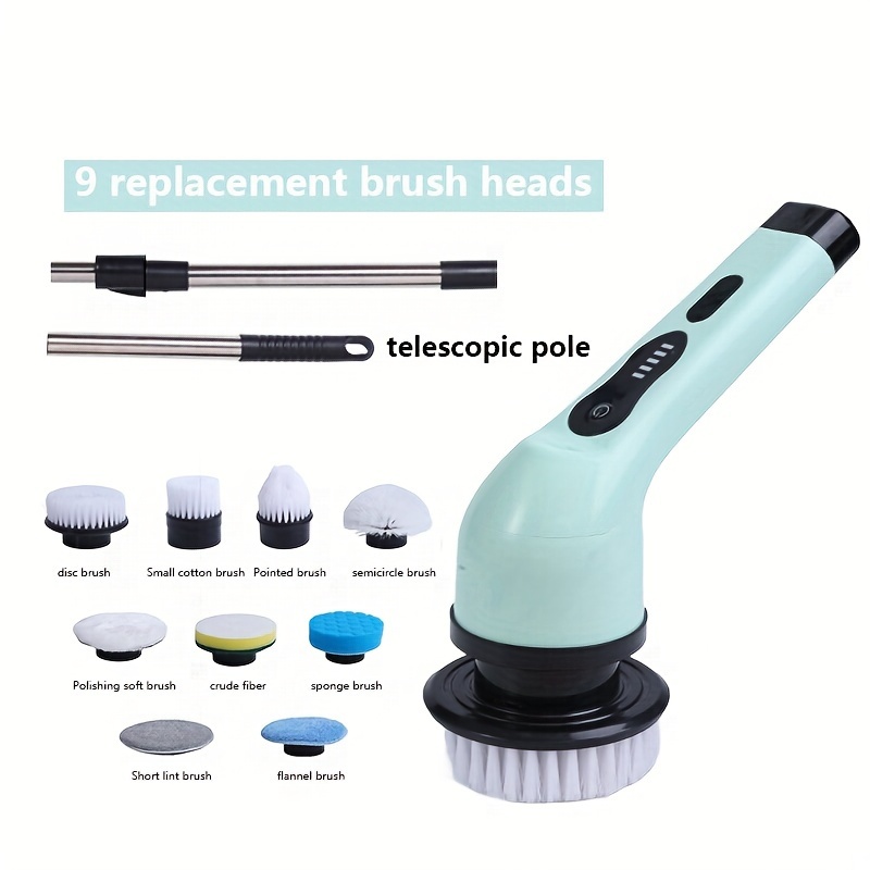 Electric Spin Scrubbers in Clearance,Cordless Spin Scrubbers With 5  Replaceable Brush Heads And Adjust Extension Handle,Power Cleaning Brush  For