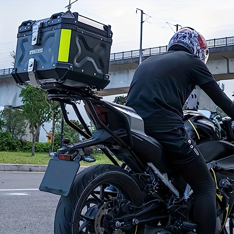 Top Case pour moto,Boîte de queue de moto étanche de 45 L, coffre de coffre  de casque de moto universel, avec réflecteur d'avertissement de nuit, étui