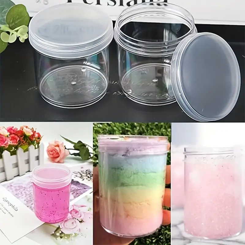 Empty Slime Storage Containers with Lids, Clear Plastic Jars with