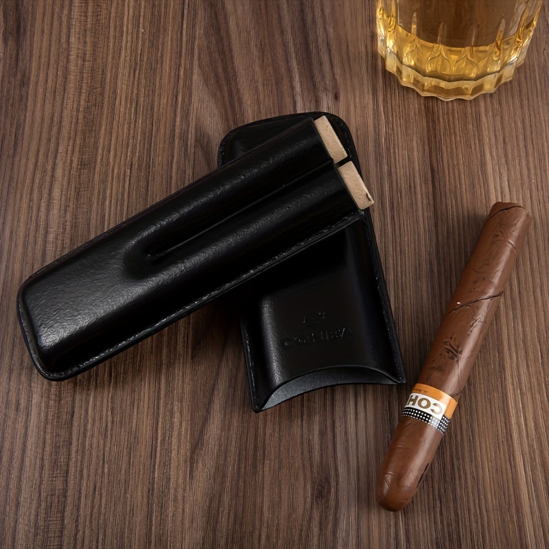 Zigarren etui tragbare 3 Röhren Zigarren halter Leder Zigarren etui Reise  Mini Humidor mit Zigarren schneiden