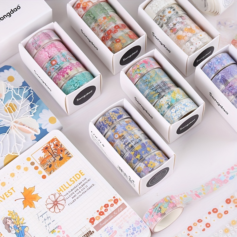 5Roll Washi Tape Set Masking Tape Cute Stickers School Gift Decor  Stationery Art
