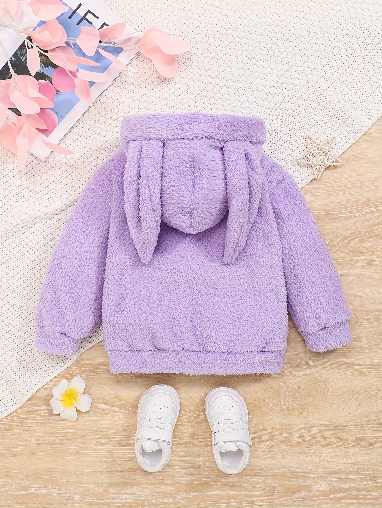 RUOGU Girls Winter Fleece Coats Ear Hooded Faux Fur Warm Jacket Hoodies  Outwear