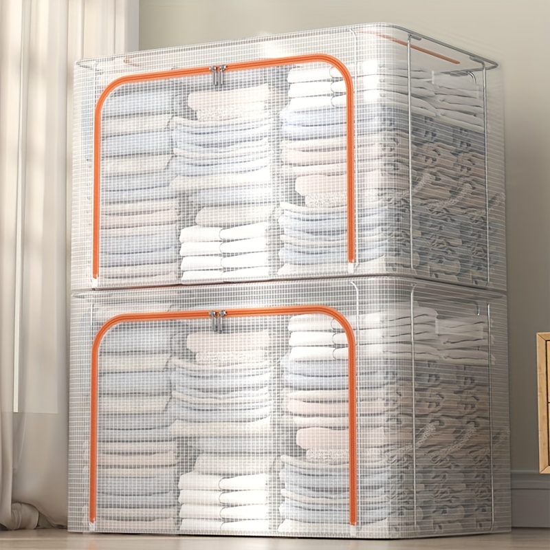 Transparent Clothes Storage Box Household Foldable Clothes - Temu