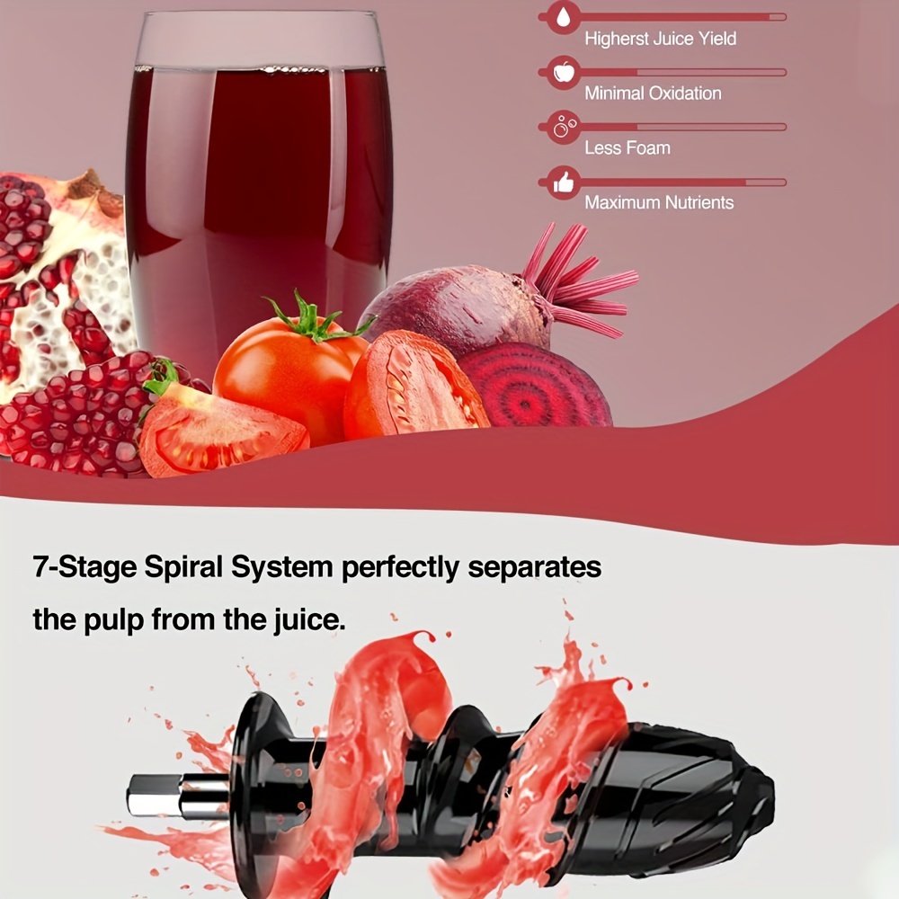 Cold Press Juicer for Carrot Apple, Celery Beet Vegetables Juicer Extractor  with Reverse Function, Easy to Clean Masticating Juicer Cold Pressed, Smart  Electric Control, Quiet Motor BPA FREE : : Home