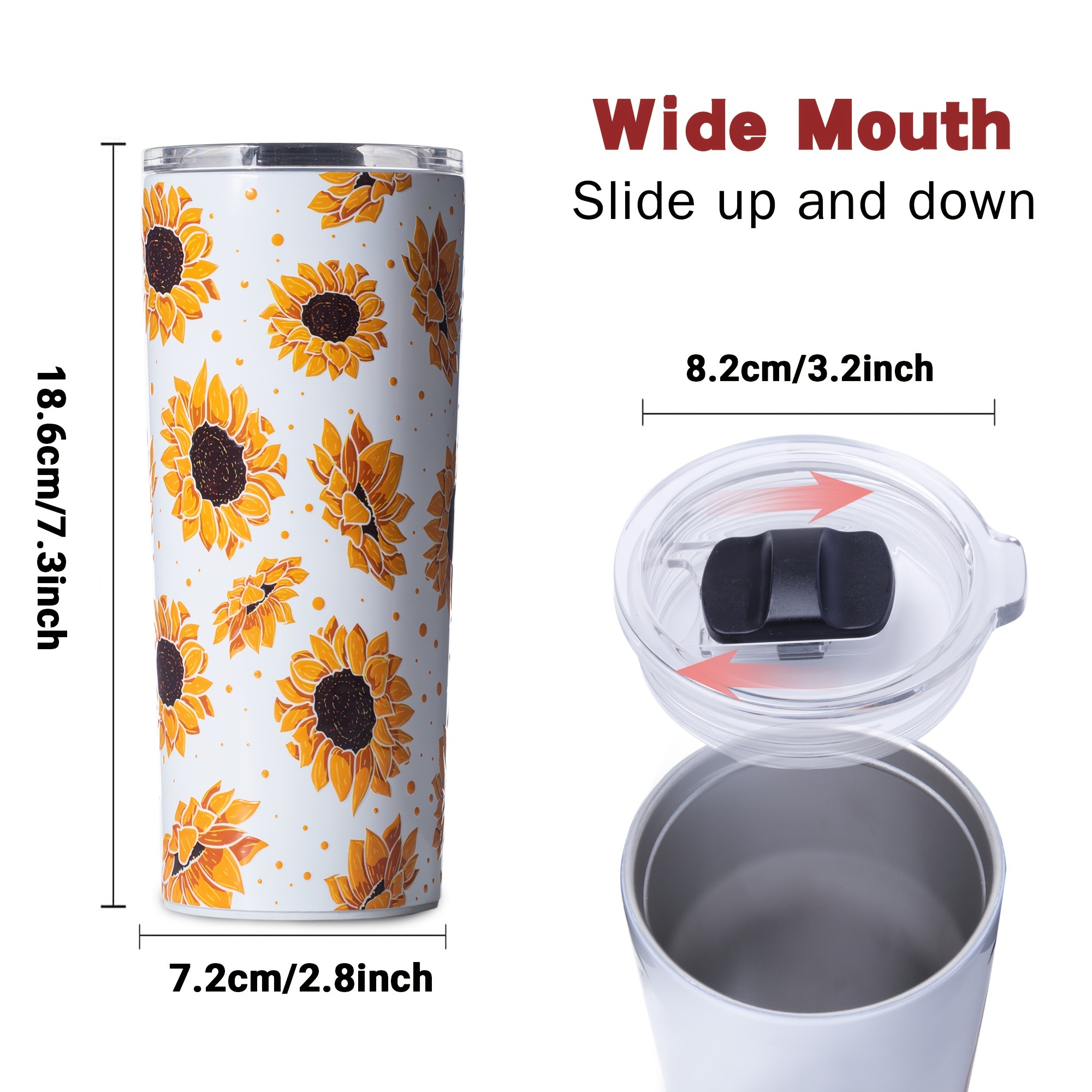 Gifts for Sunflower Lover- Sunflower Tumbler with Lid and Straw - Sunflower  Cups Tumbler - Sunflower Cup - Sunflower Mug - 20oz Insulated Stainless  Steel Sunflower Print Skinny Tumbler 