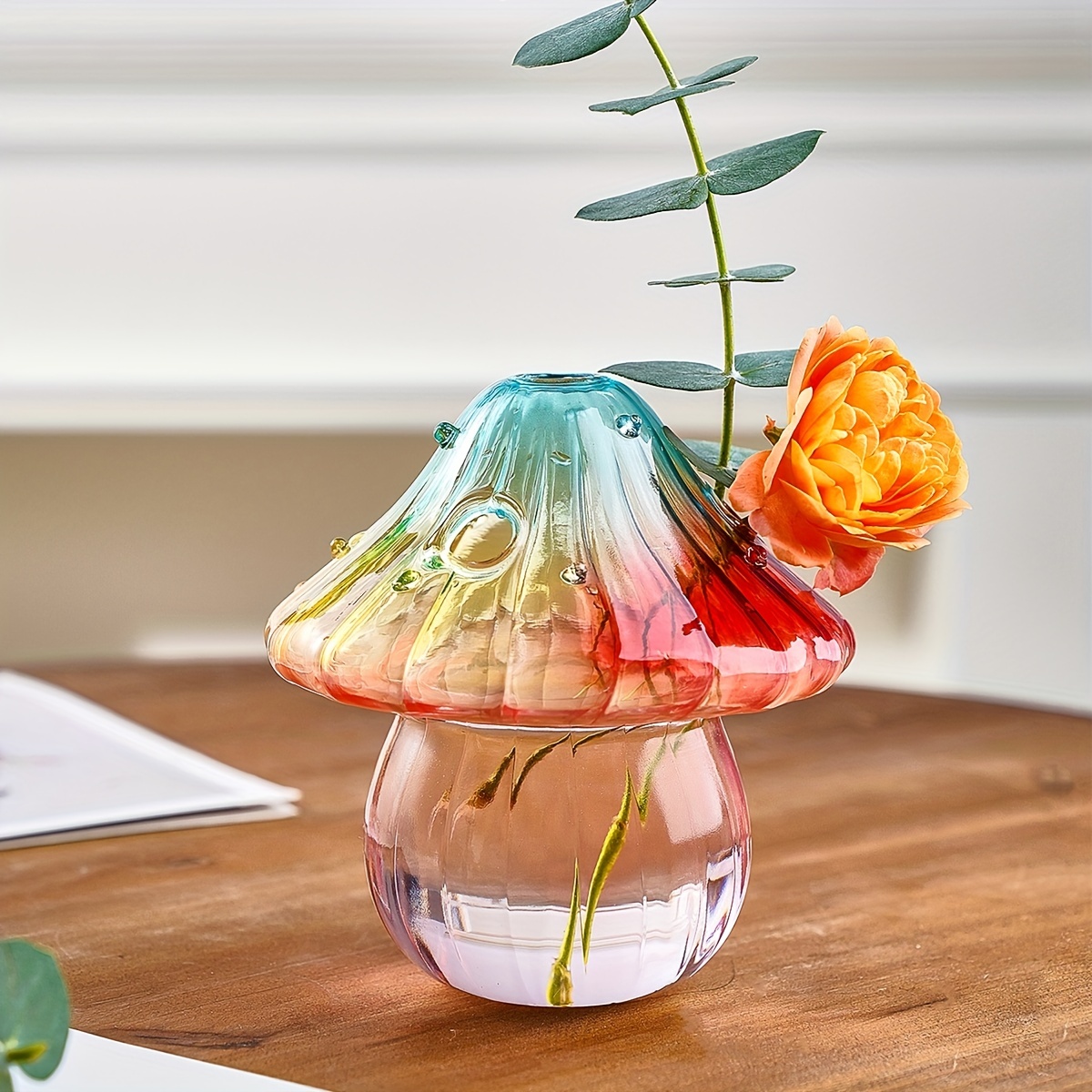Creative Colorful Mushroom Glass Vase Transparent Hydroponic - Temu