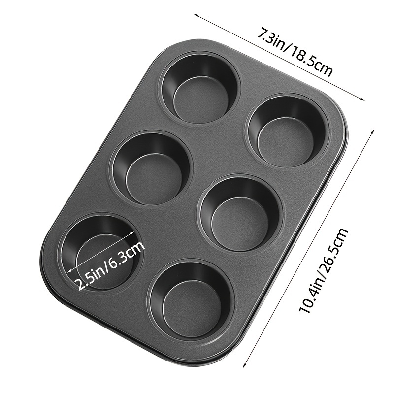 E-far Muffin Pan Set of 3, Stainless Steel Muffin Pan Tin for Baking, 6-Cup  Metal Cupcake Pan Tray, Non-toxic & Healthy, Oven & Dishwasher Safe