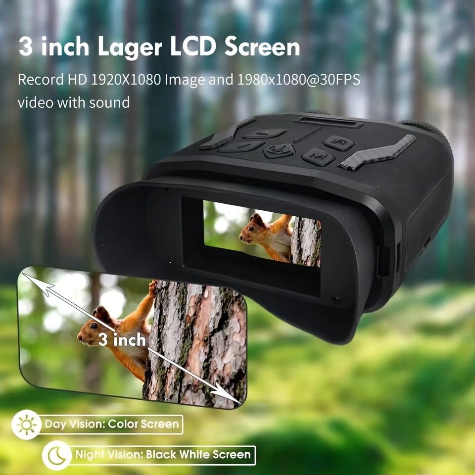 hd infrared night vision device digital zoom maximum 8x 1080p video waterproof suitable for wildlife observation night fishing surveying with built in rechargeable battery includes storage bag and 32gb memory card