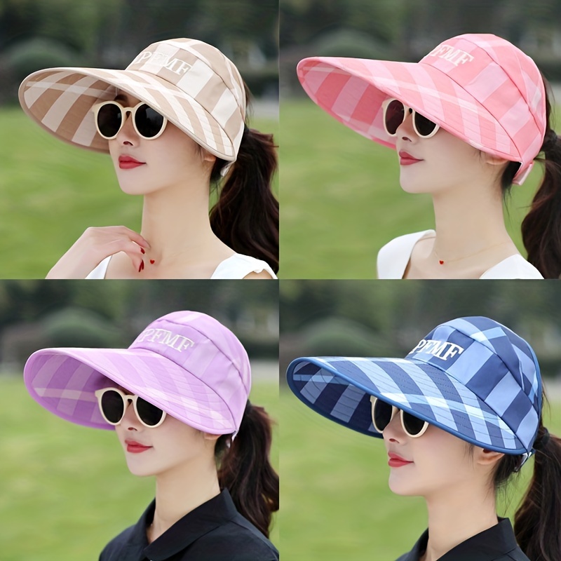 Pleated Detail Foldable Sun Hat Uv Protection Empty Top High - Temu