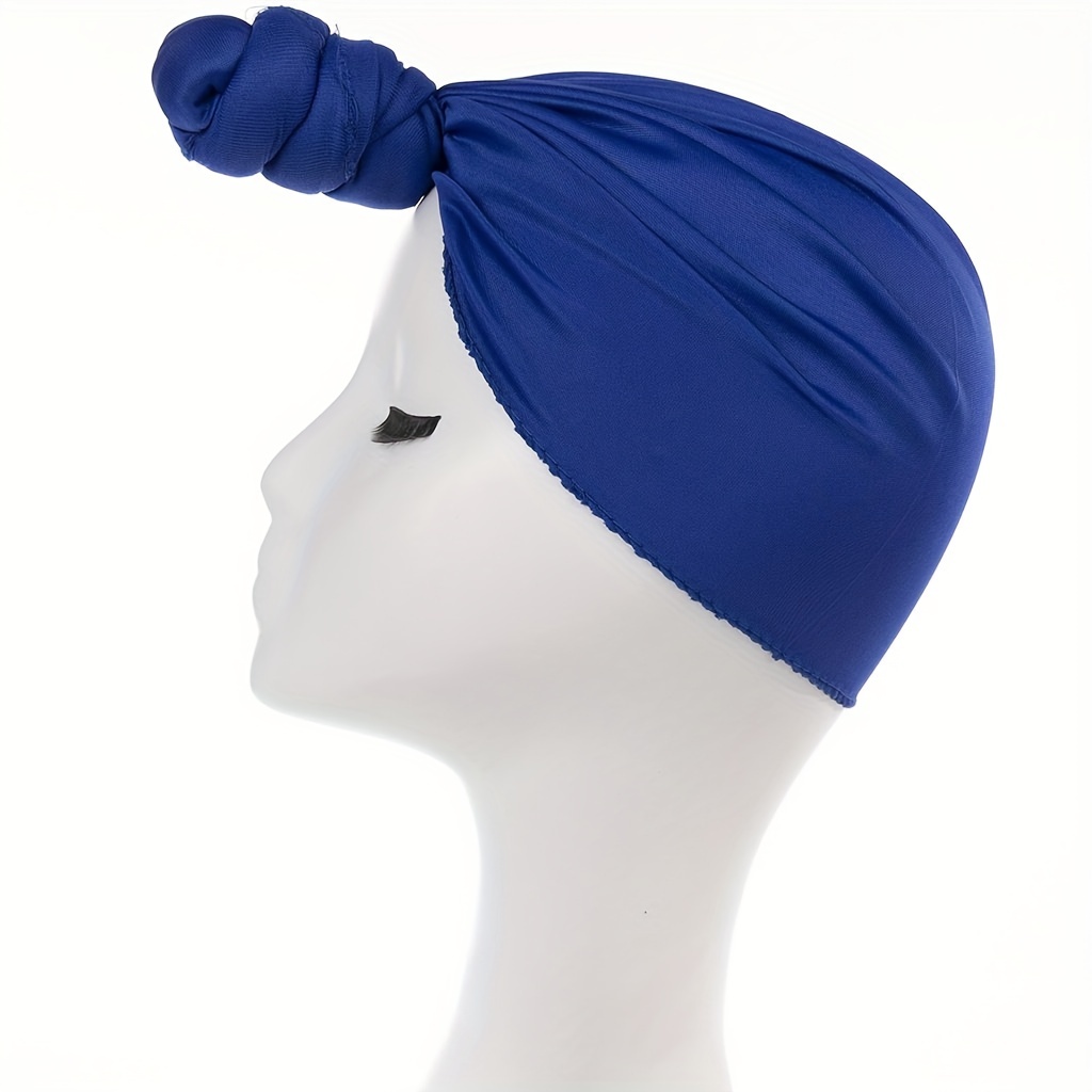 Top Knot Turban Cap Solid Elastic Head Wraps Casual Breathable Head Scarf