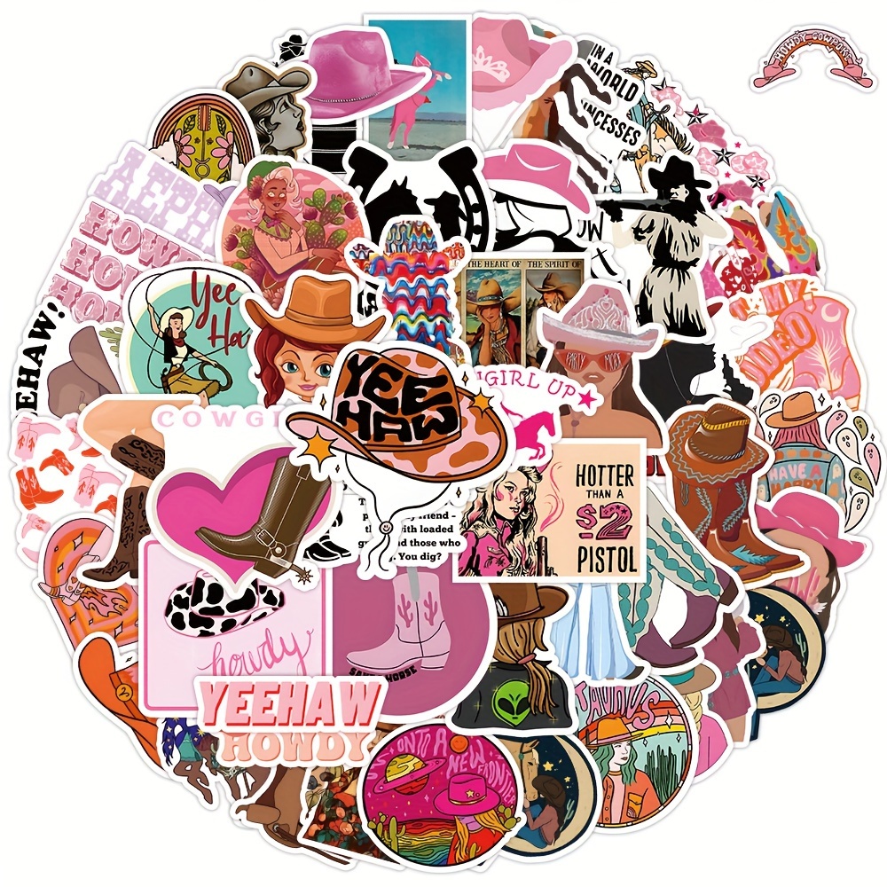 Cowgirl Stickers Hat Western Boots Sticker Pack Perfect - Temu