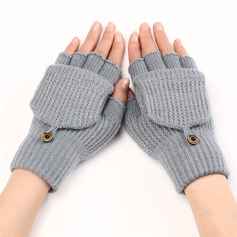 Guantes sin dedos de forro polar para hombre y mujer, guantes de medio dedo  cálidos para invierno