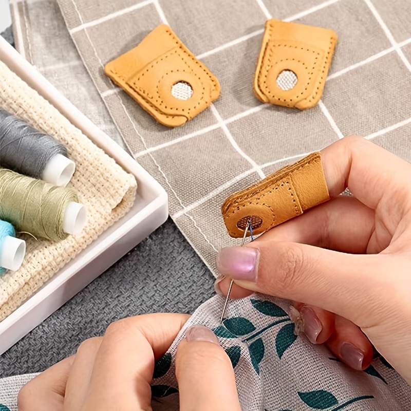 6pcs Sewing Thimble Finger Protector Leather Thimble Pads Finger
