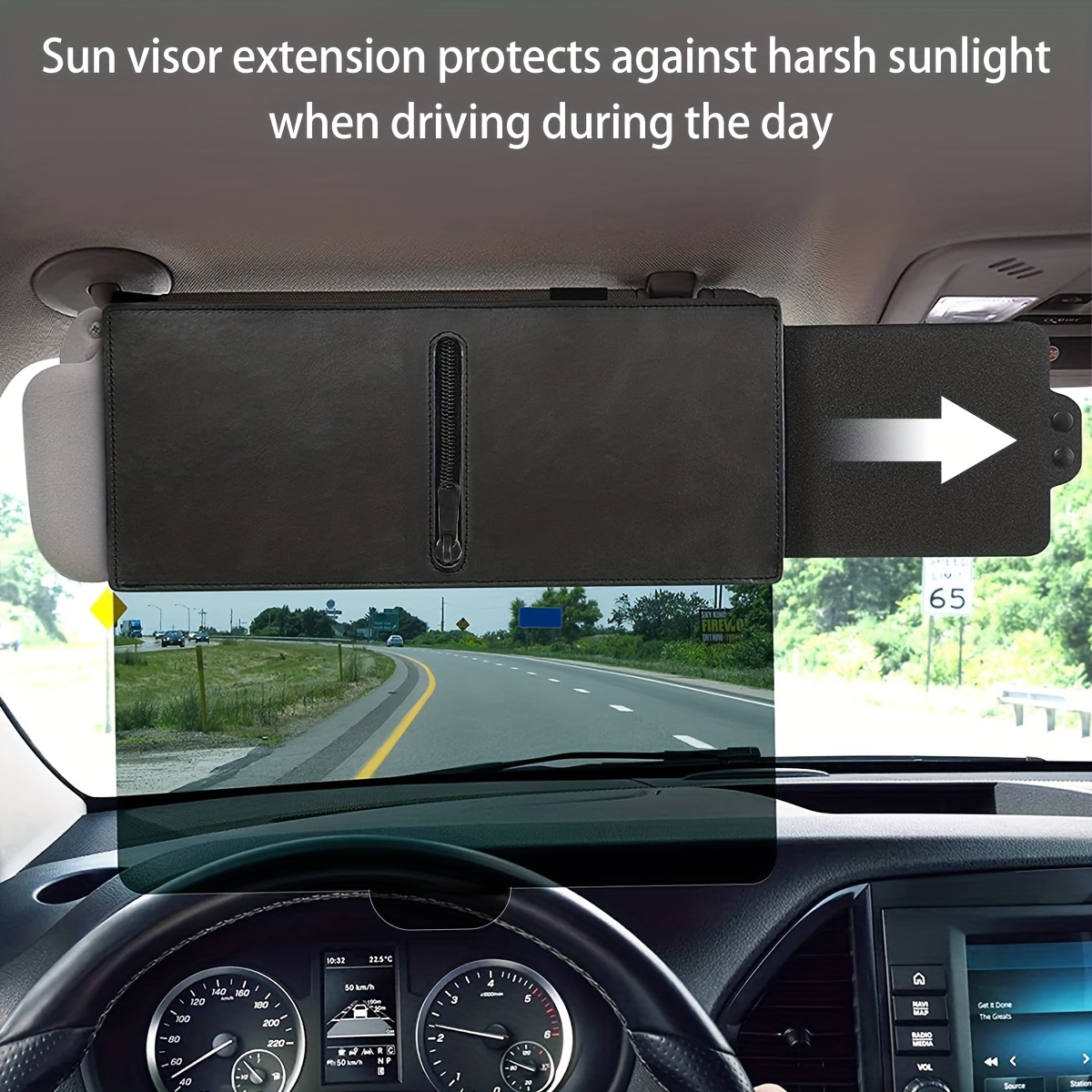 1pc Polarized Anti Glare Retractable Extender Sun Visor With
