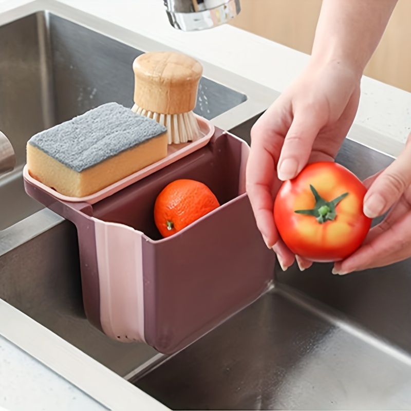 Folding Kitchen Sink Drain Basket Suction Cup Sink Drain Rack