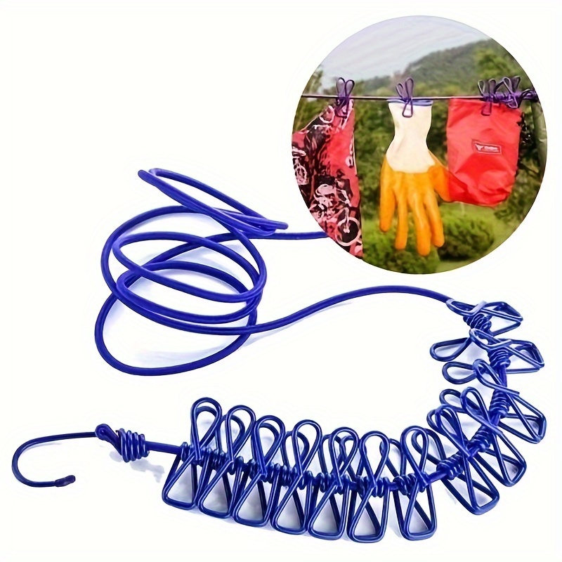Clothesline With Clips Travel Portable Retractable Windproof - Temu