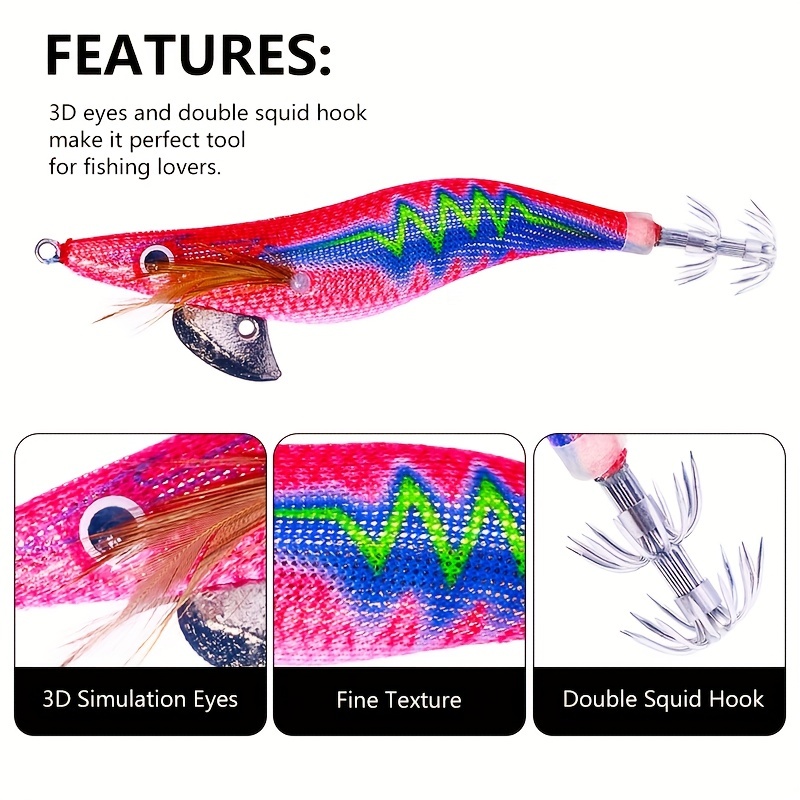 Squid Hook Fishing Lures Squid Bait Fish Lure 3D eyes For Fishing Tackle