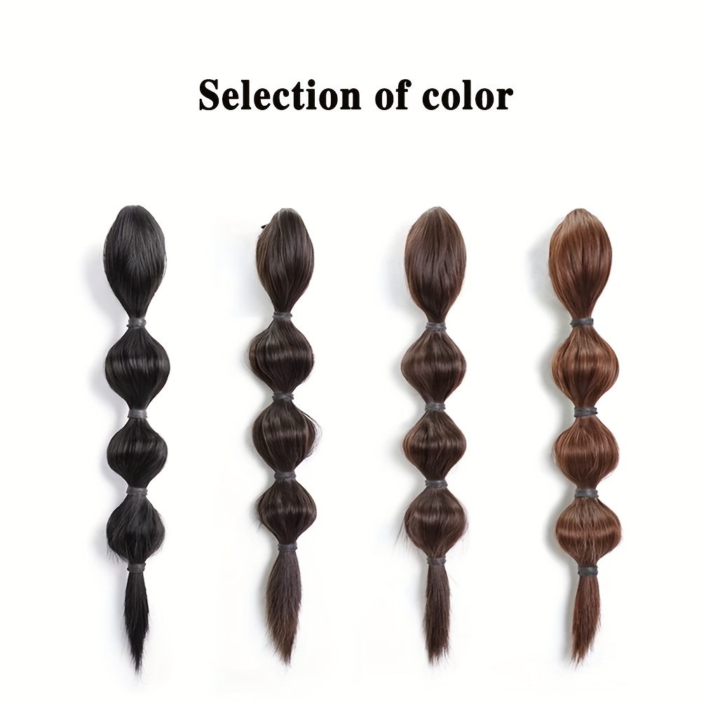 Long Bubble Ponytail Extensions Synthetic Clip In Hair Natural Look
