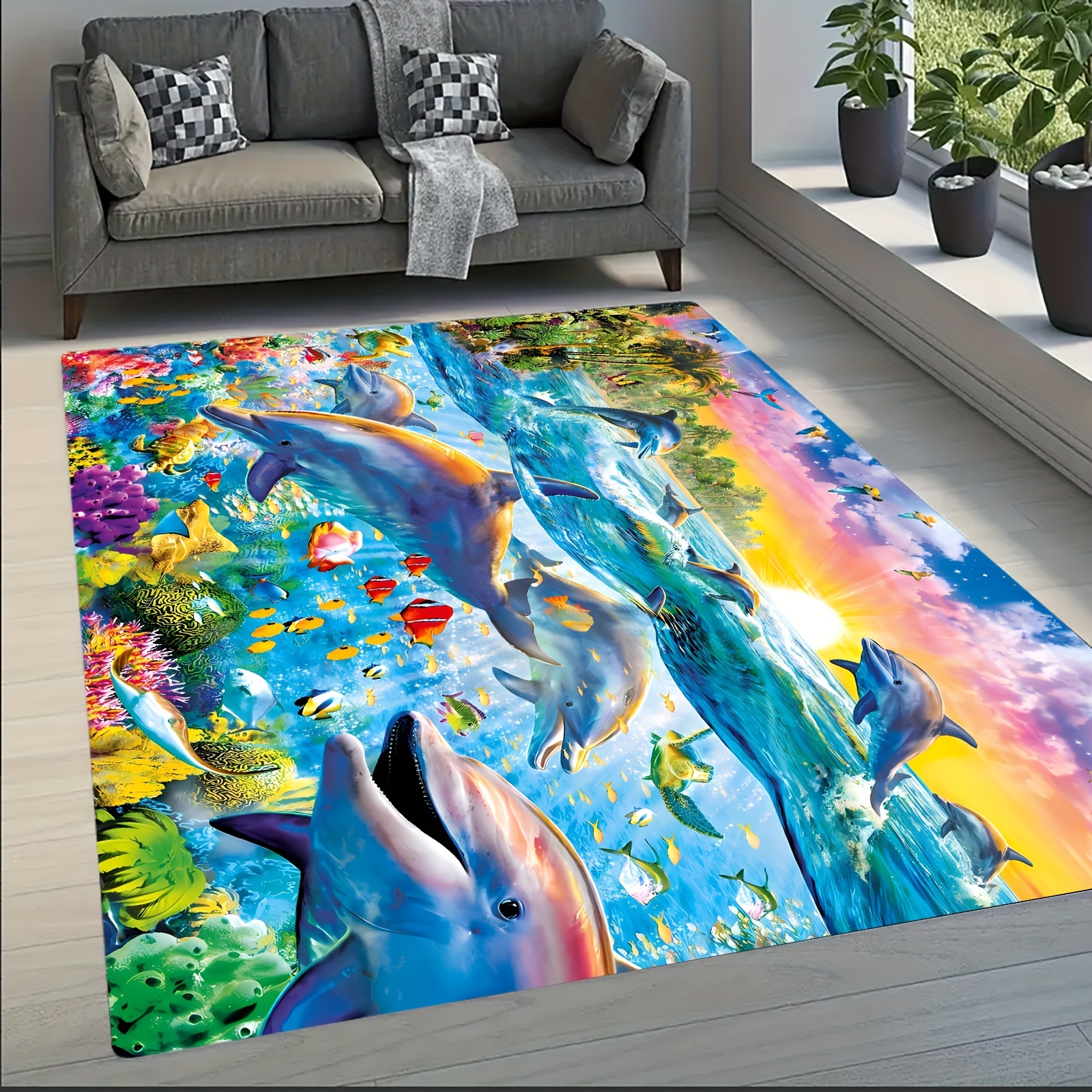 Alfombra de baño con impresión 3D, Felpudo de pasillo, antideslizante, absorbe  agua, alfombrilla de cocina, alfombra Ocean Landscape - AliExpress