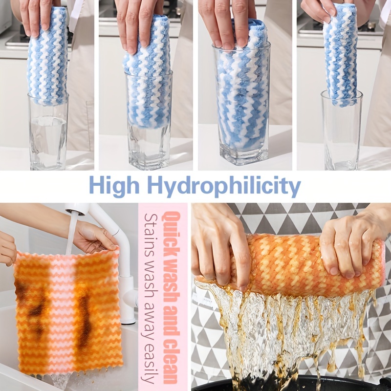 Reusable Microfiber Dish Towels Soft Coral Fleece Cloths For - Temu