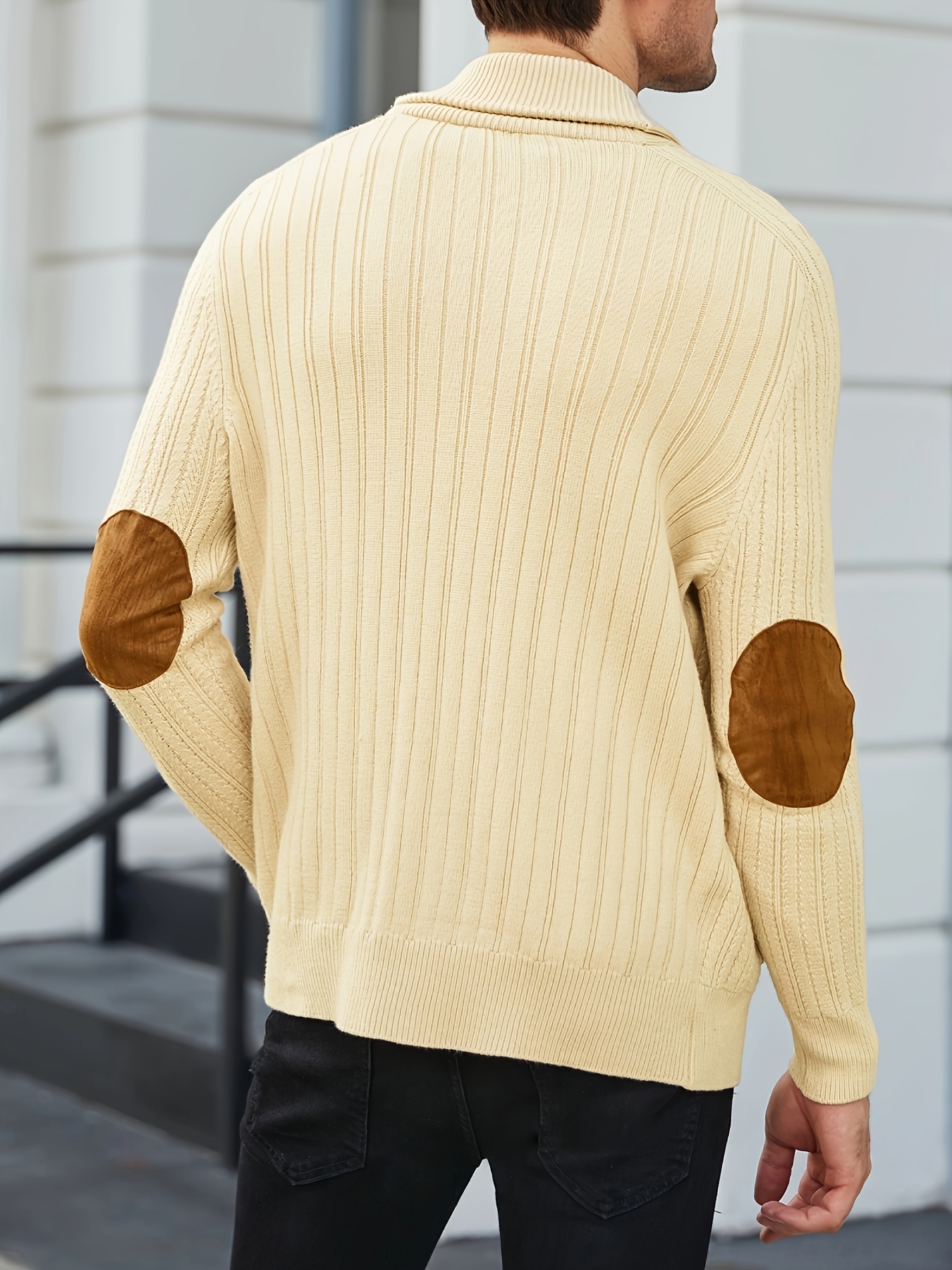 Shawl cardigan with elbow patch.  Mens fashion sweaters, Mens outfits, Mens  cardigan sweater