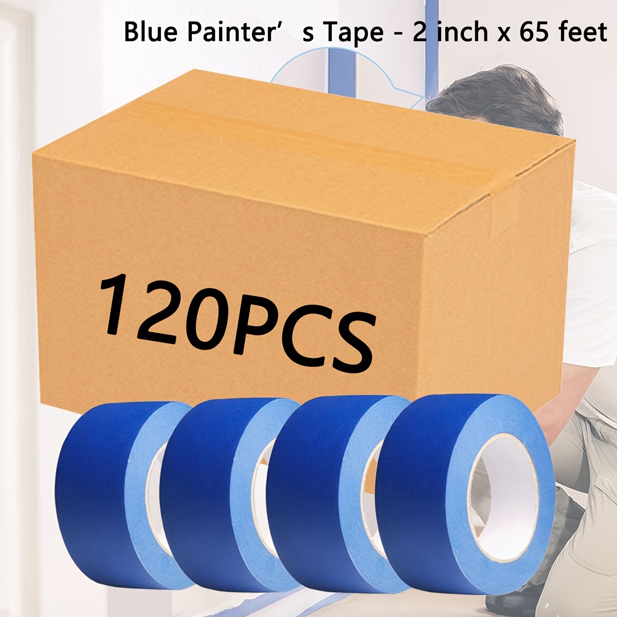 3 Rolls Premium Blue Painter Tape, Paint Tape, Masking Tape, For
