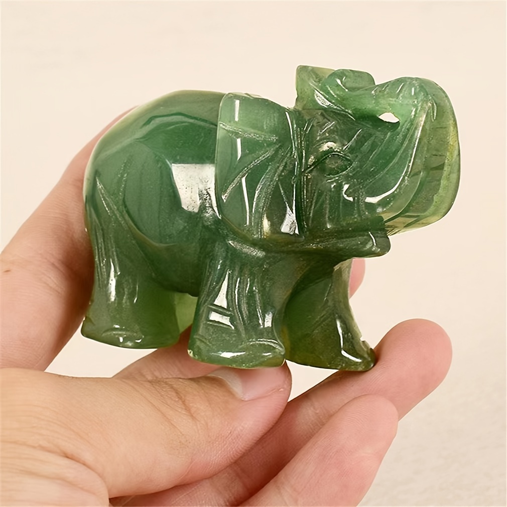 

1pc Natural Green Aventurine Carved Elephant Statue - Natural Crystal Artware Decoration