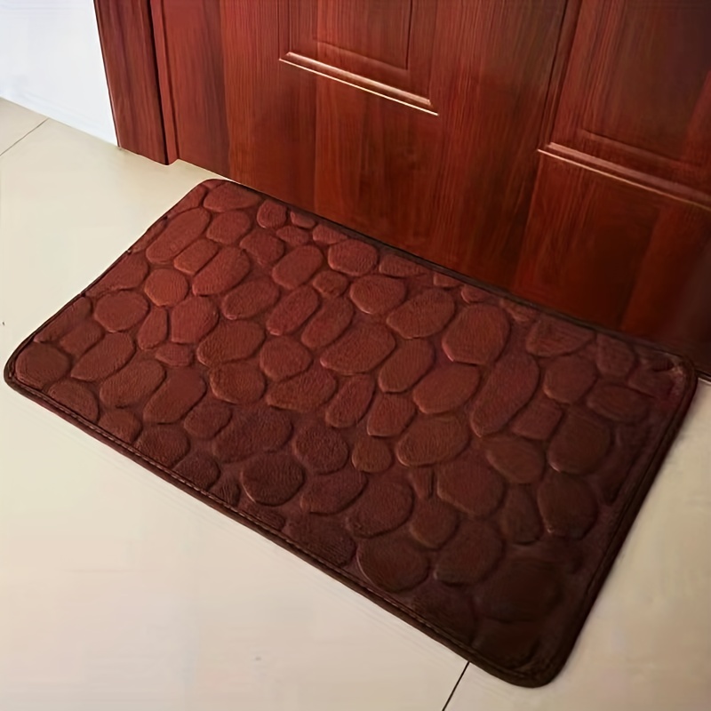 1pc Light Grey Home Pebble Pattern Water Absorbent Doormat, Slow Rebound  Memory Foam Anti-slip Bath Mat