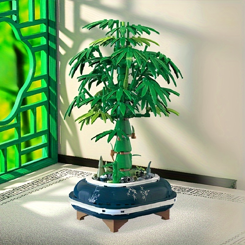 MEIEST Mini Succulent Bonsai Building Blocks Set,Creative Simulation Pot  Plant Artificial Particle Flower Botanical Collection Construction Building