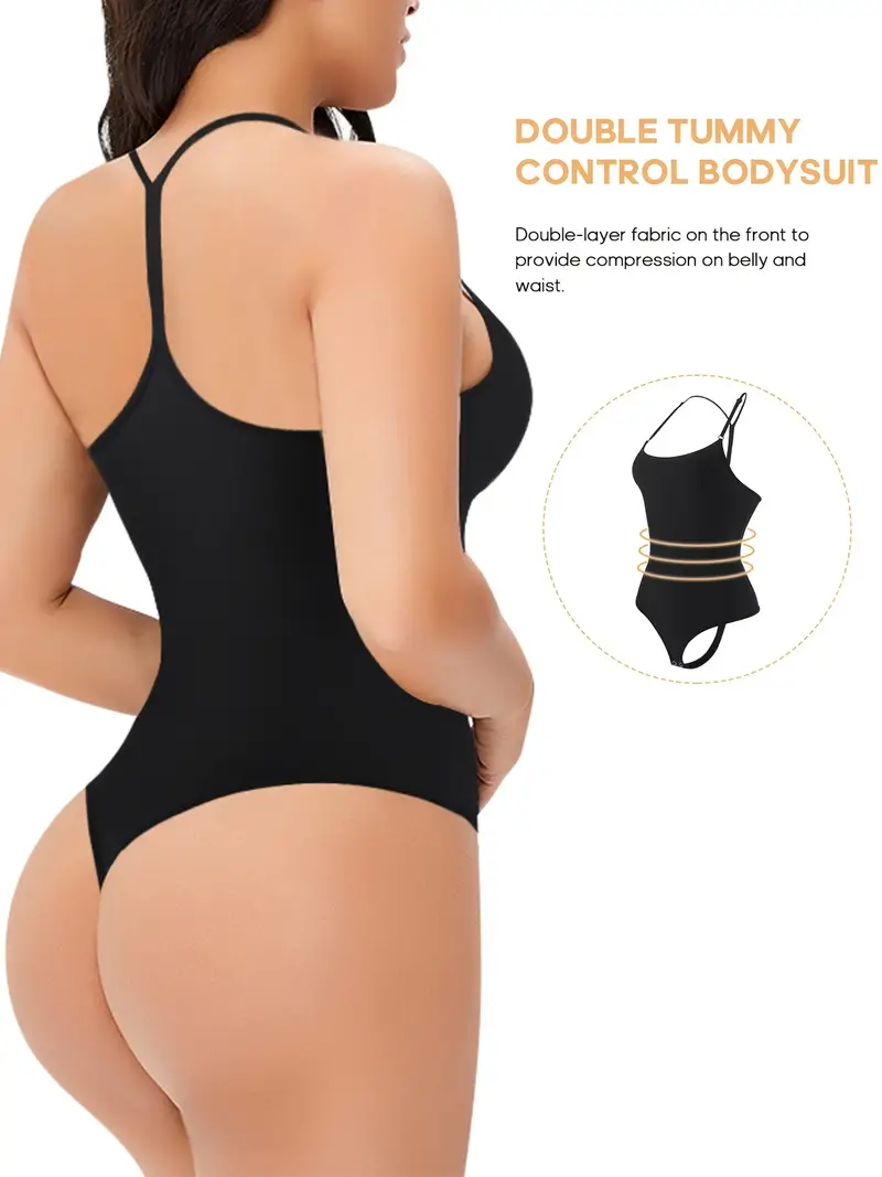 Seamless Solid Bodysuit Tummy Control Buttocks Shaping Cami - Temu