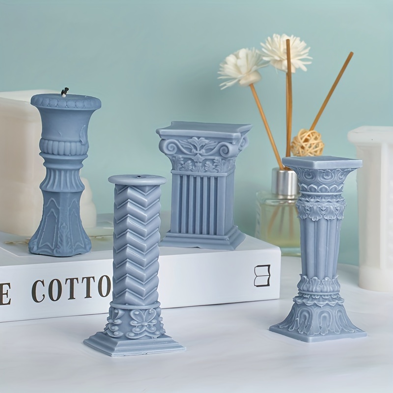 3D Geometry Flower Column Silicone DIY Pillar Candle Molds for