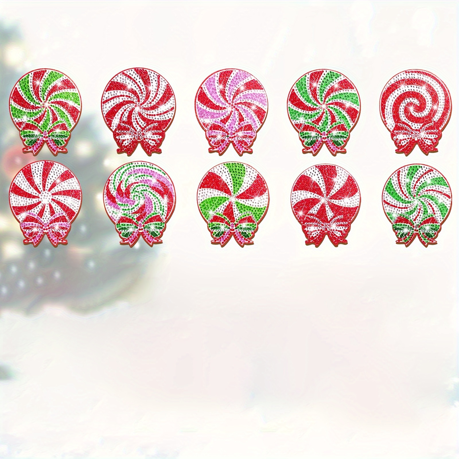  10 Pcs Christmas Candy Diamond Art Coasters DIY