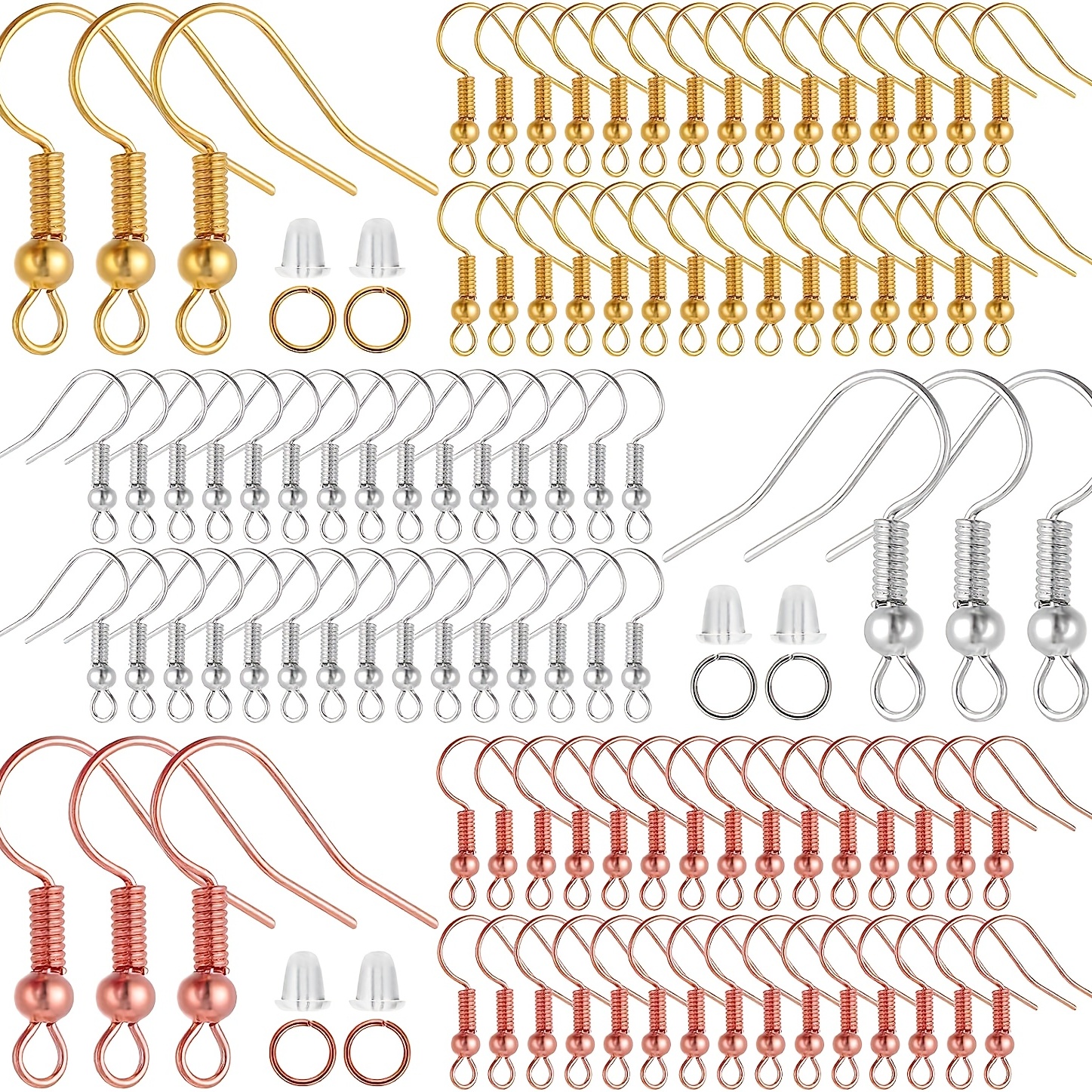 Earring Hooks Kit Silvery/golden/rose Golden Hypoallergenic - Temu