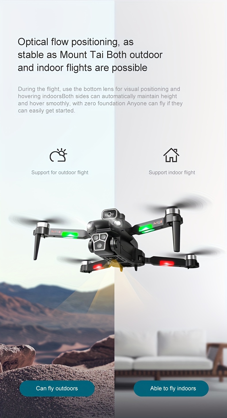 m1s folding drone aerial photography triple mode camera with esc function smart obstacle avoidance optical flow positioning altitude hold brushless motor halloween thanksgiving christmas gift details 13