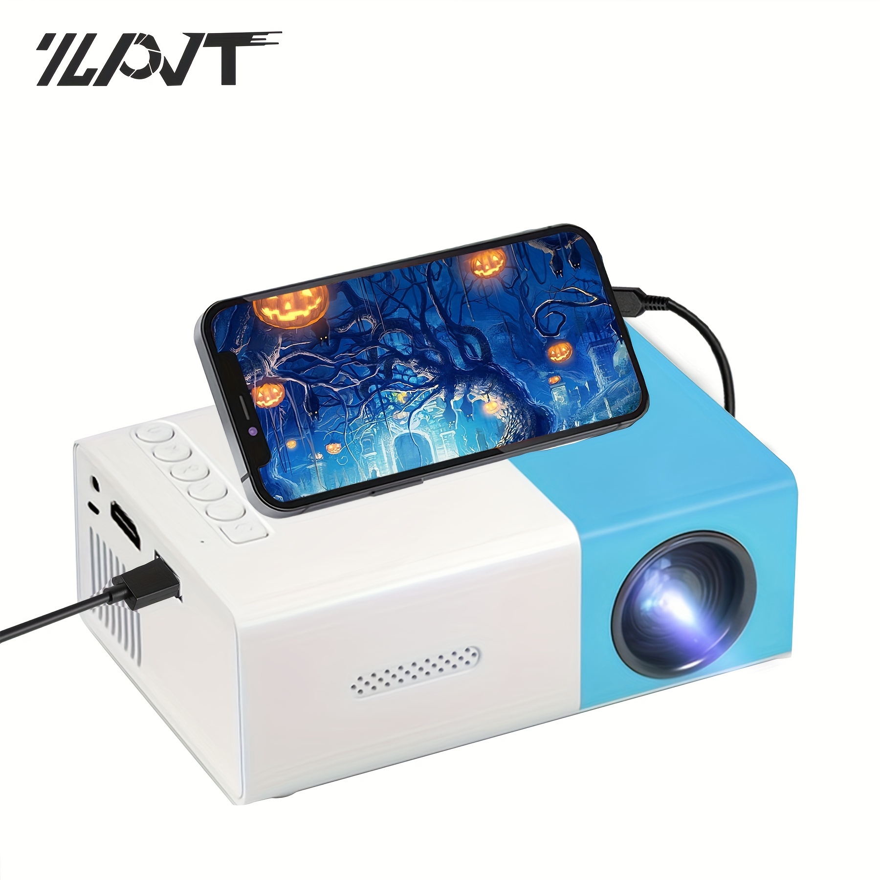 Mini proyector portátil – Compatible con LED DLP panel táctil integrado y  pantalla compartida con Android OS Wifi 2.4G/5G Bluetooth HDMI, USB –