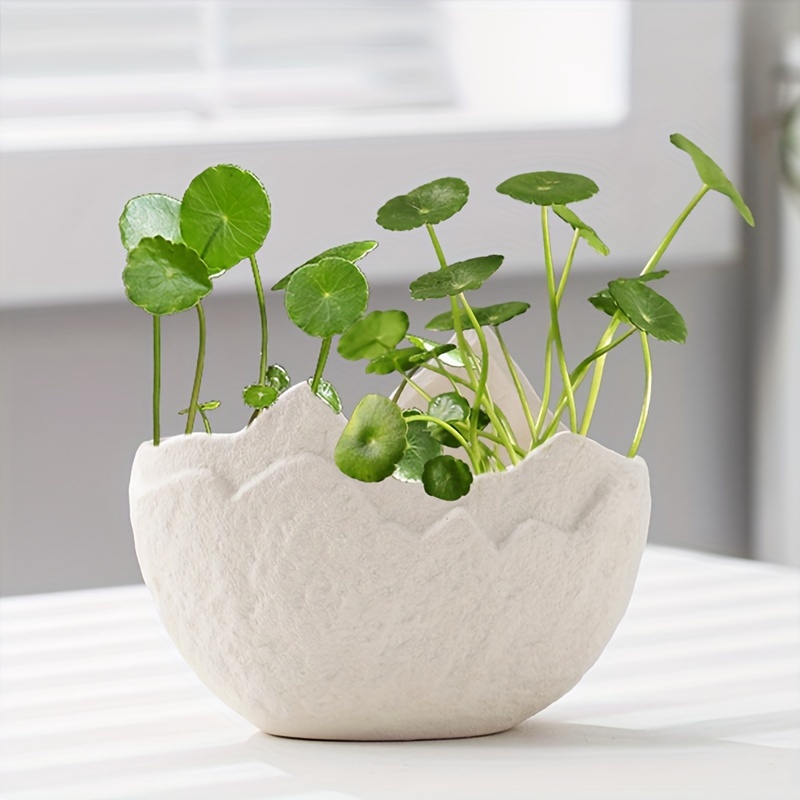 1pc, Créatif Simple Pot De Fleur En Céramique Moderne Plante Verte